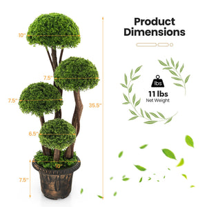 3 Feet Decorative Artificial Cedar Topiary Tree with Rattan Trunk view 4