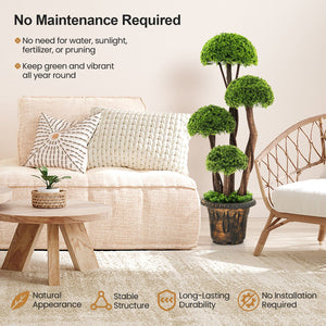3 Feet Decorative Artificial Cedar Topiary Tree with Rattan Trunk view 5