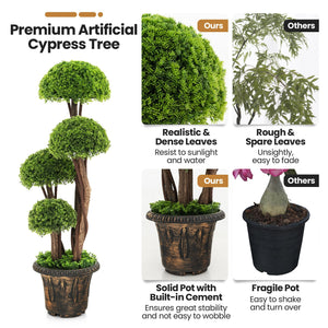 3 Feet Decorative Artificial Cedar Topiary Tree with Rattan Trunk view 6