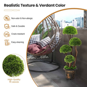 3 Feet Decorative Artificial Cedar Topiary Tree with Rattan Trunk view 8
