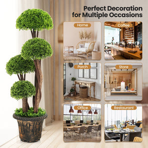 3 Feet Decorative Artificial Cedar Topiary Tree with Rattan Trunk view 9