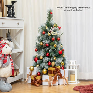 3 FT Pre-Lit Artificial Mini Christmas Tree with 98 Flocked PVC and Pine Needles view 2