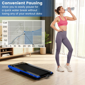 3-in-1 3HP Folding Treadmill with Smart Apps Remote Control and Speakers-Navy view 3