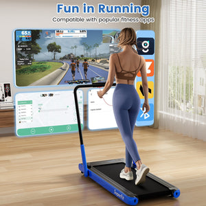 3-in-1 3HP Folding Treadmill with Smart Apps Remote Control and Speakers-Navy view 4