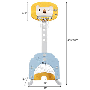 3-in-1 Adjustable Kids Basketball Hoop Sports Set-Yellow view 5