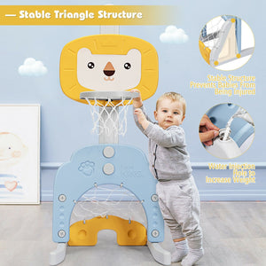3-in-1 Adjustable Kids Basketball Hoop Sports Set-Yellow view 7
