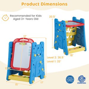 3 in 1 Art Easel for Kids with Double Sided Magnetic Board-Blue view 5