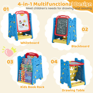3 in 1 Art Easel for Kids with Double Sided Magnetic Board-Blue view 6