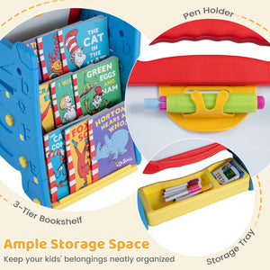 3 in 1 Art Easel for Kids with Double Sided Magnetic Board-Blue view 8