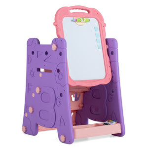 3 in 1 Art Easel for Kids with Double Sided Magnetic Board-Pink