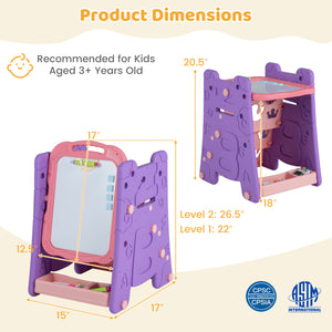 3 in 1 Art Easel for Kids with Double Sided Magnetic Board-Pink view 5