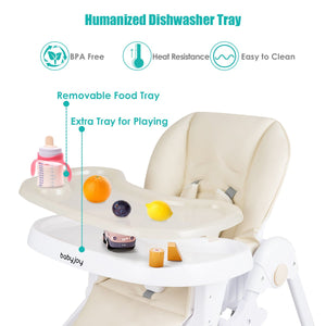 3-In-1 Convertible Baby High Chair for Toddlers-Beige view 8