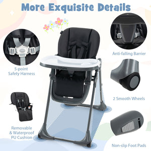 3-In-1 Convertible Baby High Chair for Toddlers-Black view 7