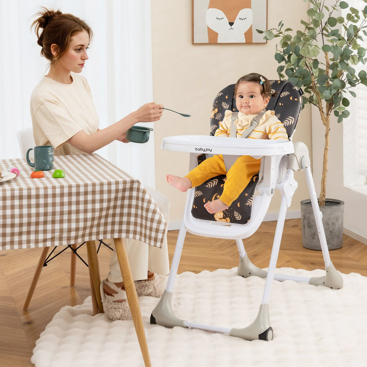 3-In-1 Convertible Baby High Chair for Toddlers-Dark Brown view 2