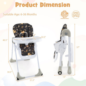 3-In-1 Convertible Baby High Chair for Toddlers-Dark Brown view 4