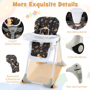 3-In-1 Convertible Baby High Chair for Toddlers-Dark Brown view 5