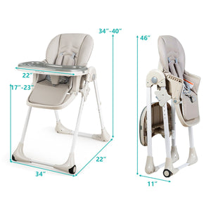 3-In-1 Convertible Baby High Chair for Toddlers-Gray view 5