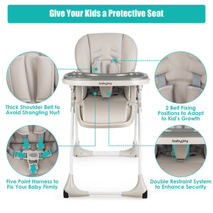 3-In-1 Convertible Baby High Chair for Toddlers-Gray view 6