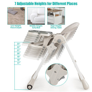 3-In-1 Convertible Baby High Chair for Toddlers-Gray view 8