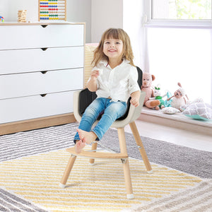 3-in-1 Convertible Wooden High Chair with Cushion-Black view 3