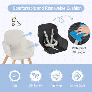 3-in-1 Convertible Wooden High Chair with Cushion-Black view 7
