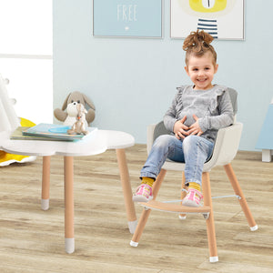 3-in-1 Convertible Wooden High Chair with Cushion-Gray view 3