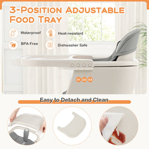 3-in-1 Convertible Wooden High Chair with Cushion-Gray view 7