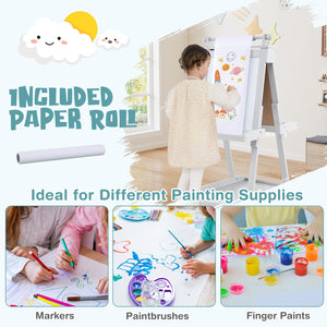 3-in-1 Double-sided Art Easel with Chalkboard and Magnetic Whiteboard-Gray view 8