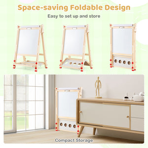 3-in-1 Double-Sided Folding Wooden Kids Art Easel with Paper Roll view 9