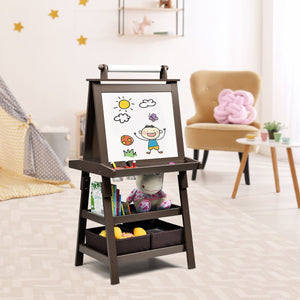 3 in 1 Double-Sided Storage Art Easel-Brown view 2