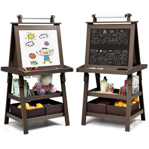 3 in 1 Double-Sided Storage Art Easel-Brown view 4