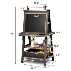 3 in 1 Double-Sided Storage Art Easel-Brown view 5