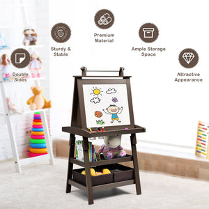 3 in 1 Double-Sided Storage Art Easel-Brown view 6