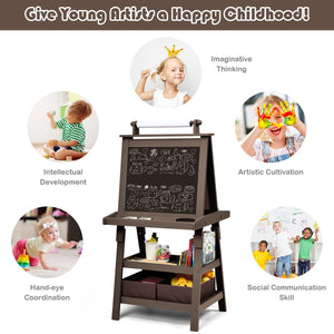 3 in 1 Double-Sided Storage Art Easel-Brown view 7