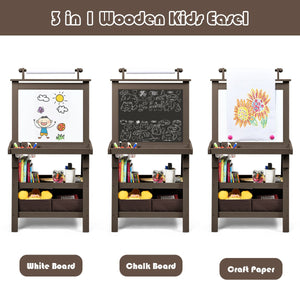 3 in 1 Double-Sided Storage Art Easel-Brown view 8