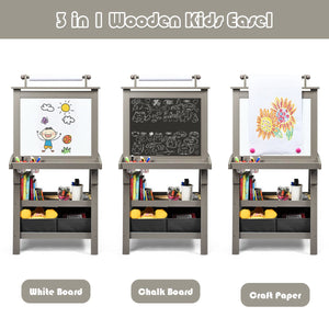 3 in 1 Double-Sided Storage Art Easel-Gray view 8
