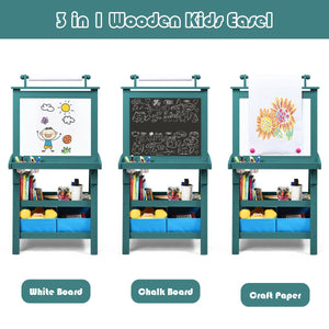 3 in 1 Double-Sided Storage Art Easel-Green view 9