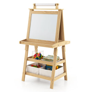 3-in-1 Double-Sided Storage Art Easel-Natural
