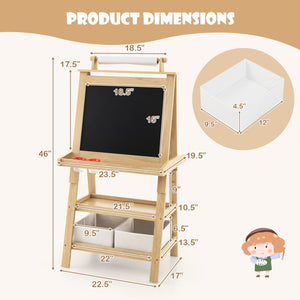 3-in-1 Double-Sided Storage Art Easel-Natural view 5