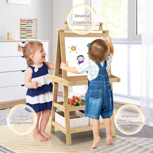 3-in-1 Double-Sided Storage Art Easel-Natural view 6