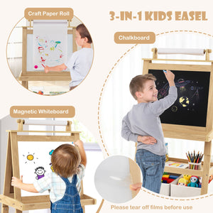 3-in-1 Double-Sided Storage Art Easel-Natural view 7