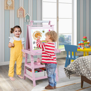 3-in-1 Double-Sided Storage Art Easel-Pink view 2