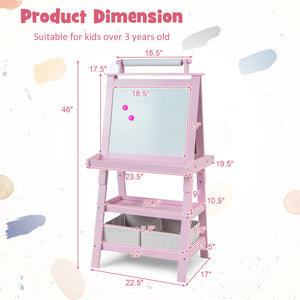 3-in-1 Double-Sided Storage Art Easel-Pink view 5