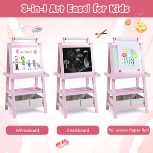 3-in-1 Double-Sided Storage Art Easel-Pink view 7