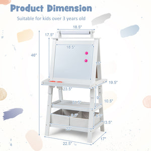 3-in-1 Double-Sided Storage Art Easel-White view 5