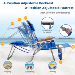 3-IN-1 Foldable Beach Chair with Footrest and Adjustable Backrest-Navy view 8
