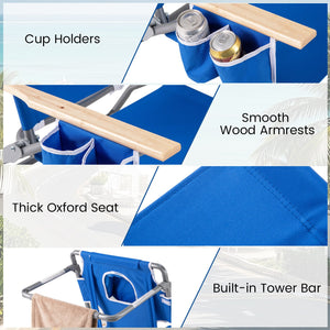 3-IN-1 Foldable Beach Chair with Footrest and Adjustable Backrest-Navy view 9