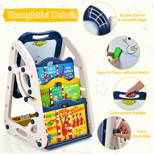 3-in-1 Kids Art Easel Double-Sided Tabletop Easel with Art Accessories-Blue view 3