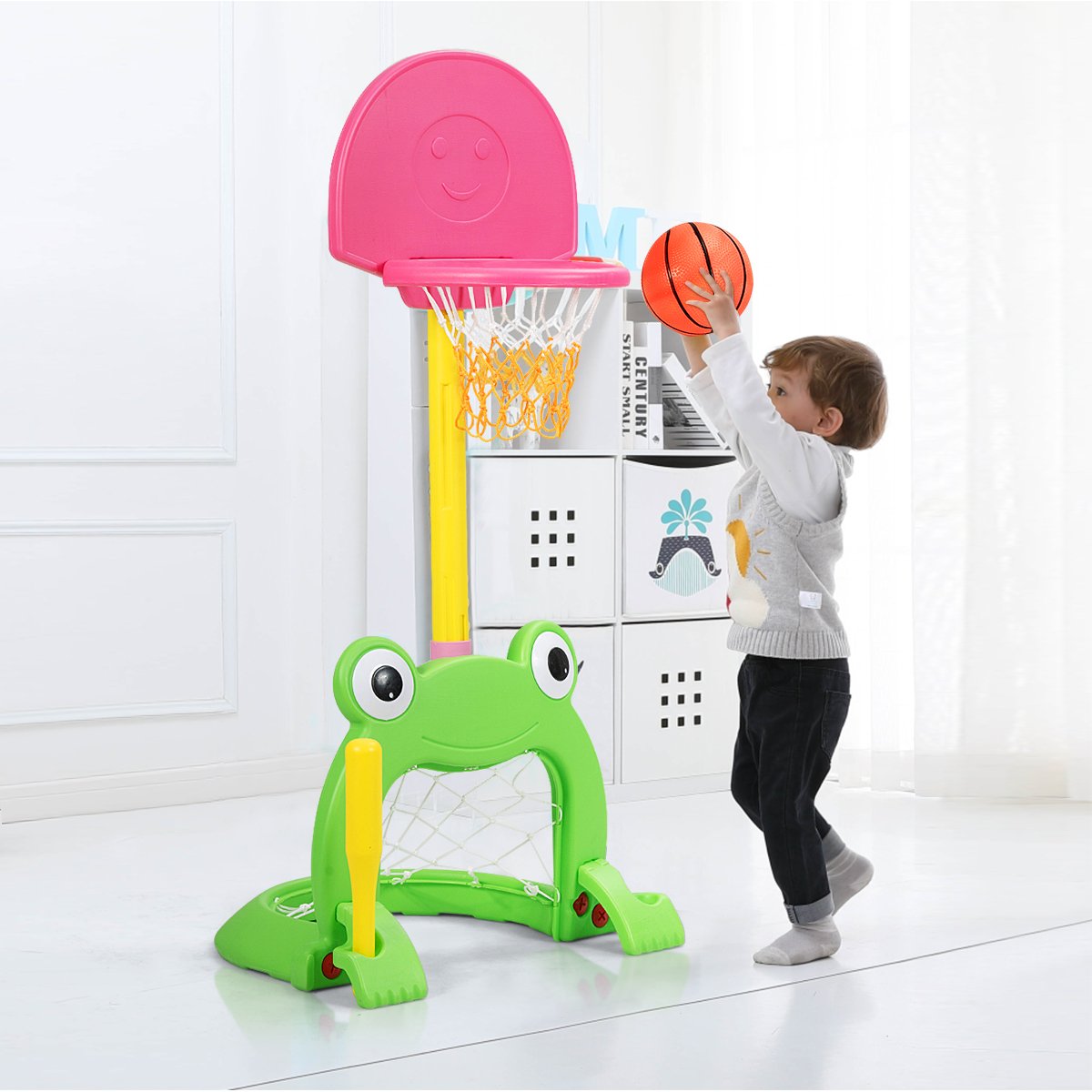 3-in-1 Kids Basketball Hoop Set Stand view 2