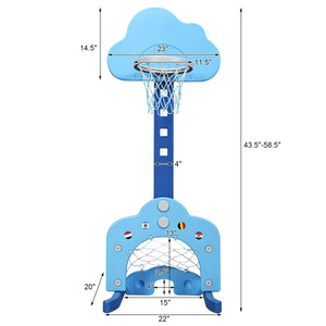 3-in-1 Kids Basketball Hoop Set with Balls-Blue view 5